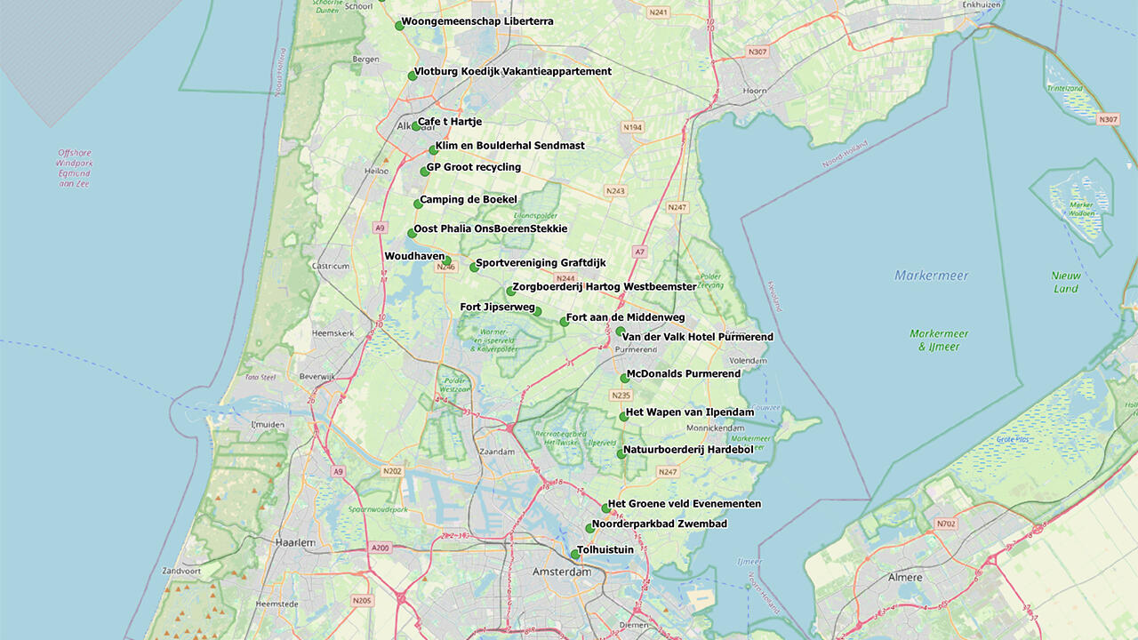 Route Canal Cleanup langs het Noordhollandsch kanaal tussen Den Helder en Amsterdam